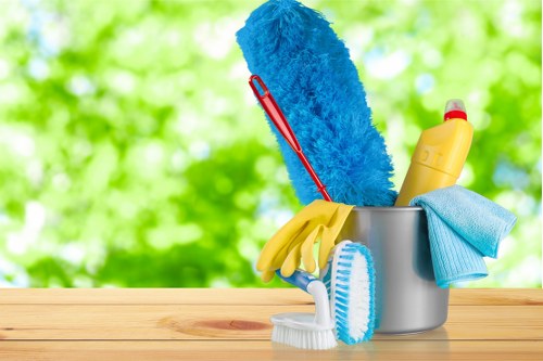 Curtains being cleaned in a bright living room